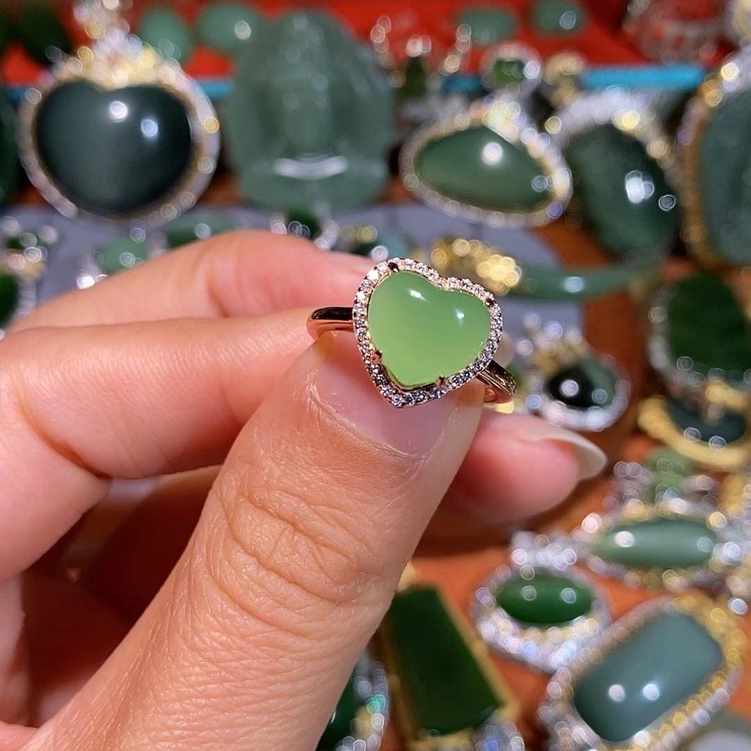 和田玉（碧玉）银S925镶嵌戒指