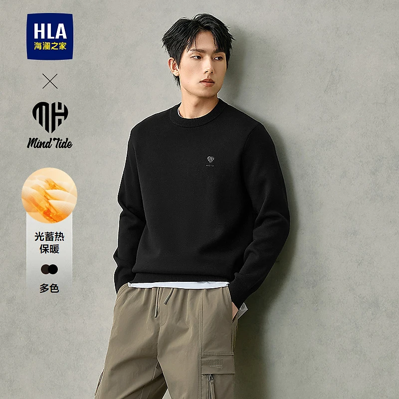 【亦心即为系列】HLA海澜之家针织衫男25新圆领印花毛衣男秋冬