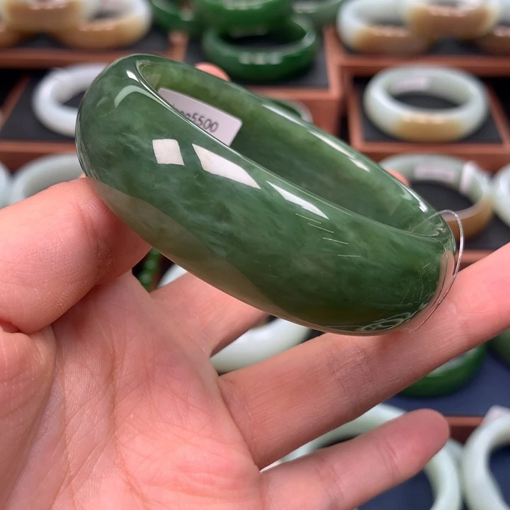和田玉（碧玉）手镯5859圈口未镶嵌