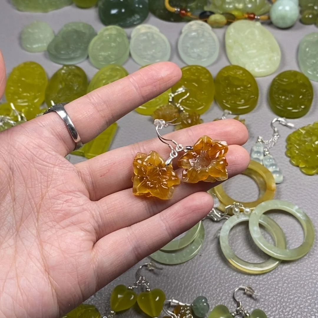 蛇纹石玉未镶嵌挂件耳饰耳环项链