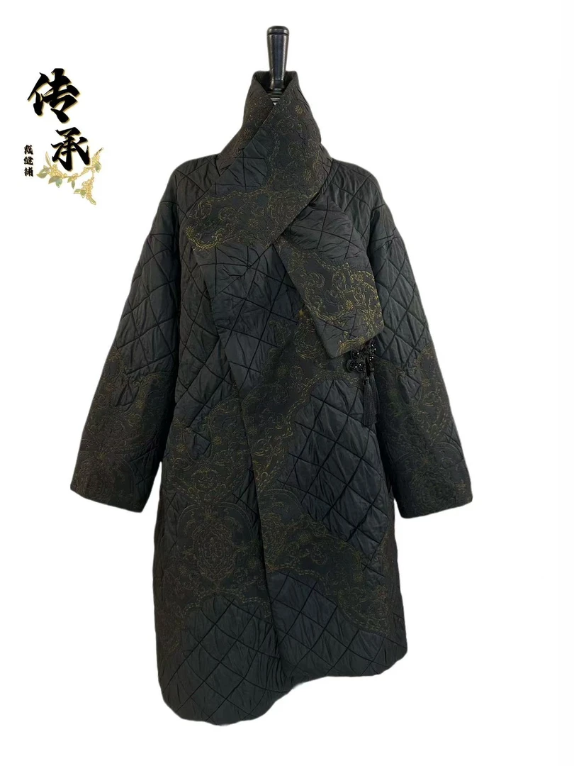 （黑金金色大衣）/外搭/秋冬季/宽松/中式国风/百搭女装/