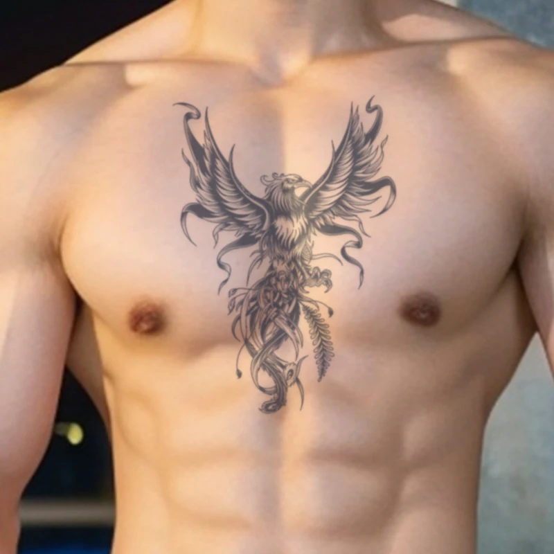 涅火凤凰草本纹身贴纸防水持久半永久胸前个性高颜值可洗逼真新款