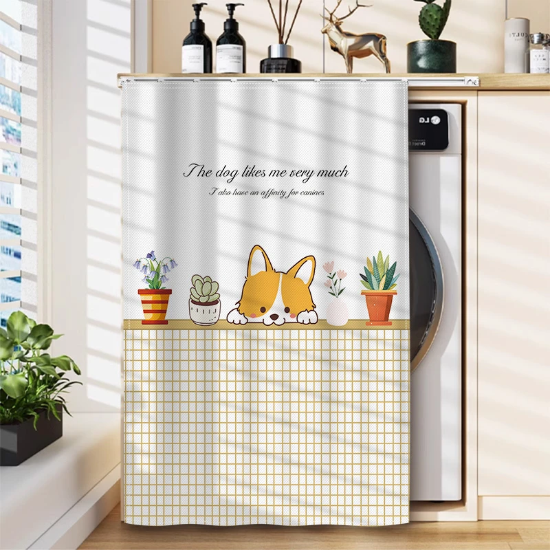 阳台滚筒洗衣机防晒帘隔热遮阳帘罩遮挡帘遮丑盖布防尘罩橱柜拉帘