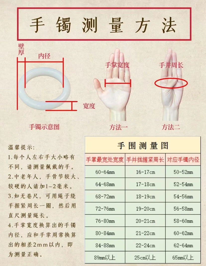 手镯测量参考方法图 勿拍 玛瑙村长家手镯