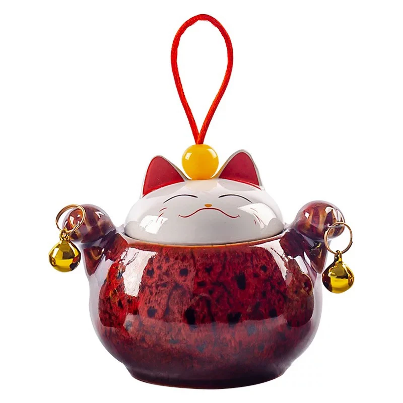 窑变招财铃铛猫茶叶罐@ZH691
