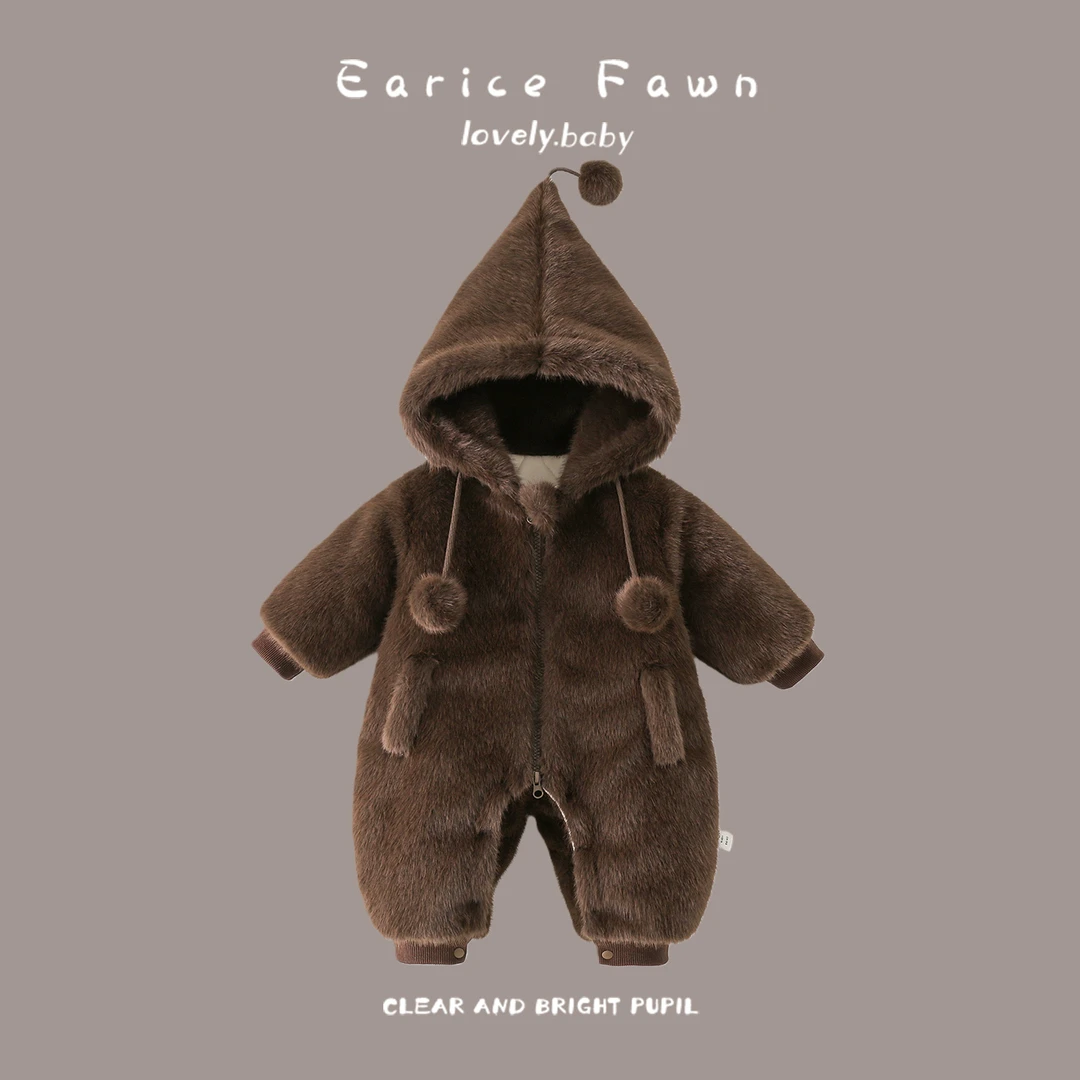 DZ婴儿衣服冬季宝宝加厚连体衣满月百天外出保暖棉衣超萌可爱爬服