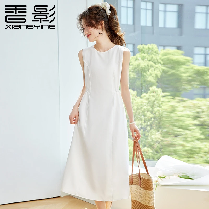 香影折扣女装夏季新款气质法式显瘦连衣裙洋气收腰通勤无袖长裙潮