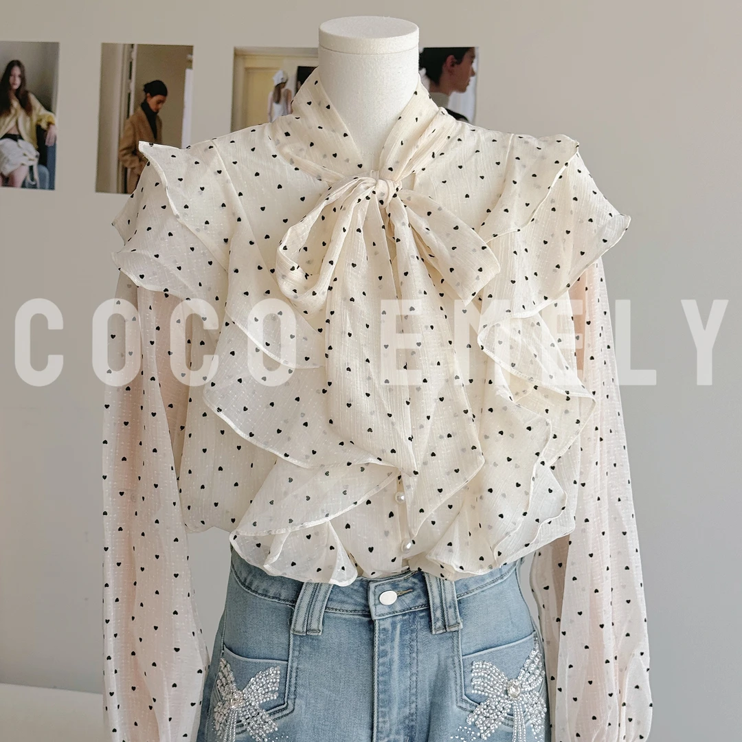 COCO EMELY25年春季新款波点系带时尚大气衬衫CO07211394