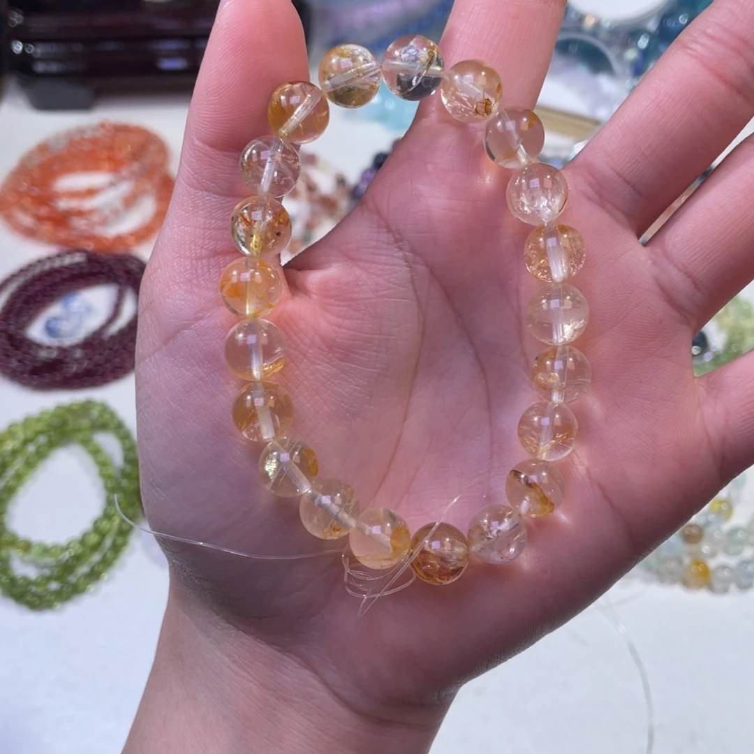 未镶嵌手链水晶金龙鱼黄胶花9+