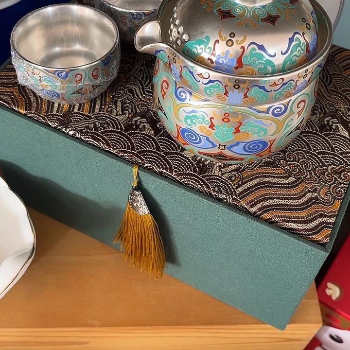 瓷片鎏银四件套礼盒