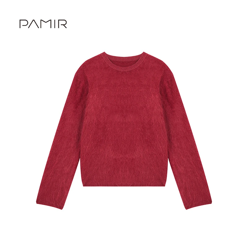 100羊绒 PAMIR秋冬新款女圆领拉绒针织衫 HCLR016