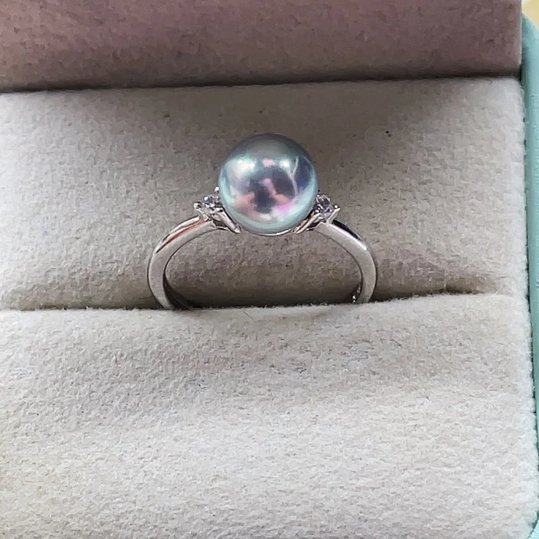 银S925镶嵌戒指海水珍珠