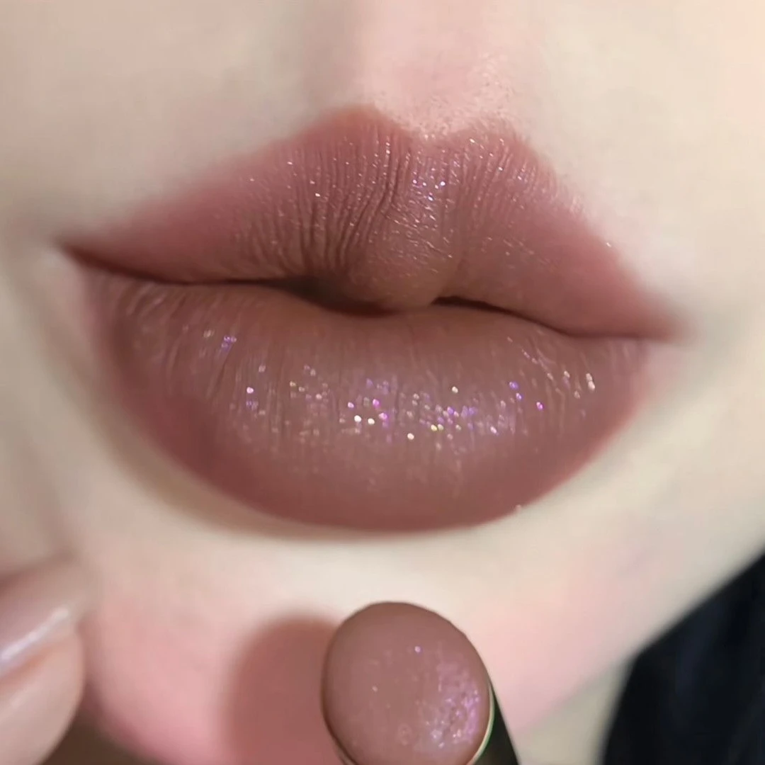 亚裔感偏光细闪口红哑光低饱和裸色高智感灰粉烟熏口棕欧美朋克风