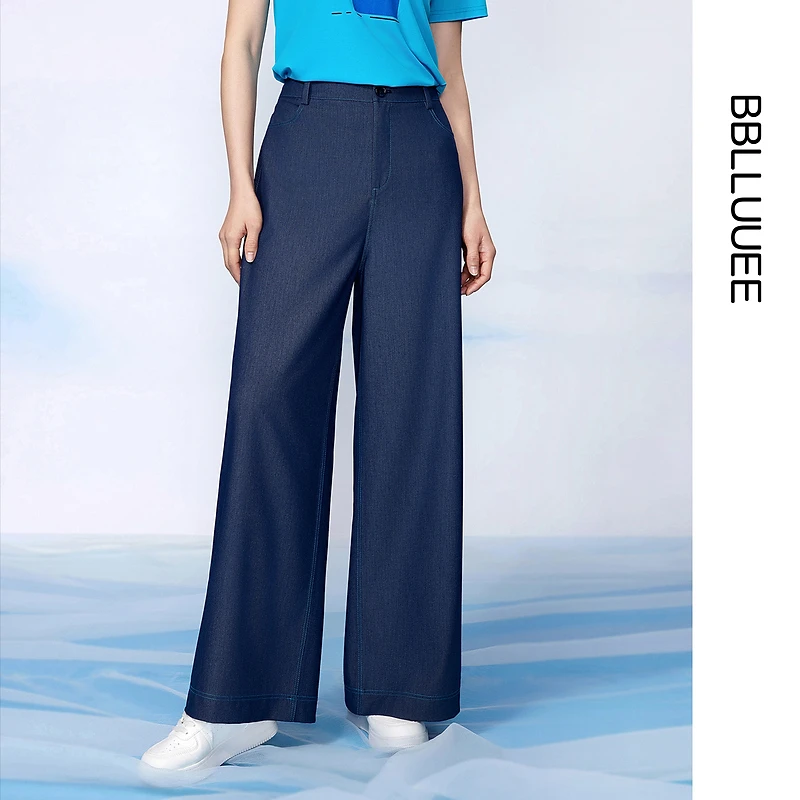 【晨粉专享价】【蓝烟引】粉蓝衣橱25夏装新款轻柔垂感牛仔