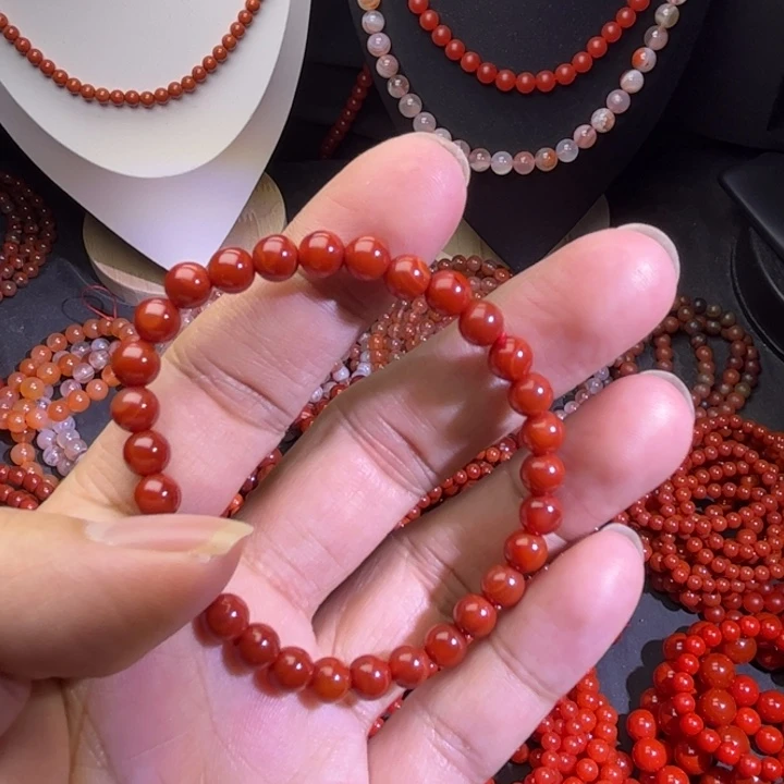 南红玛瑙未镶嵌手链6mm川
