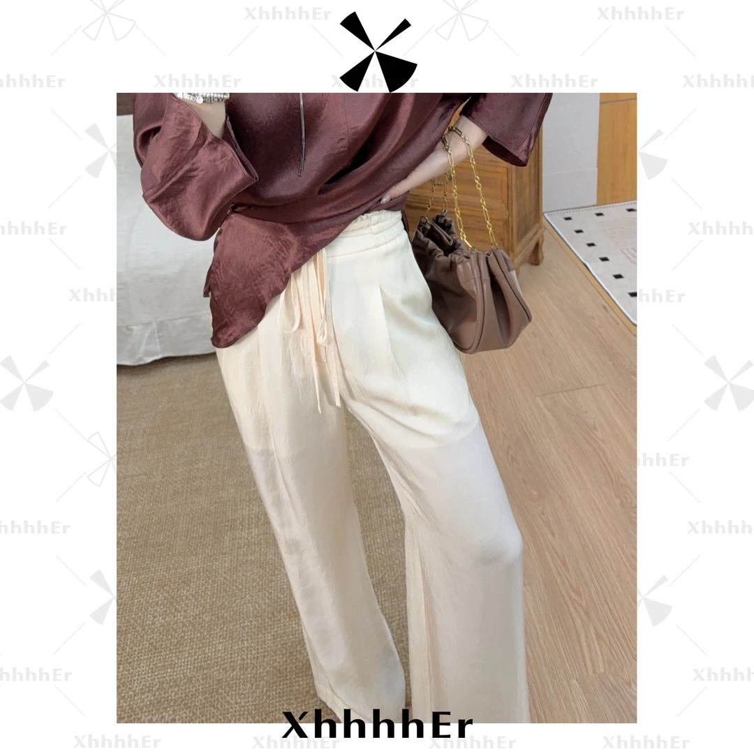 辛儿/小个子 【桥月】100醋酸 全松紧腰慵懒风阔腿裤XK1694