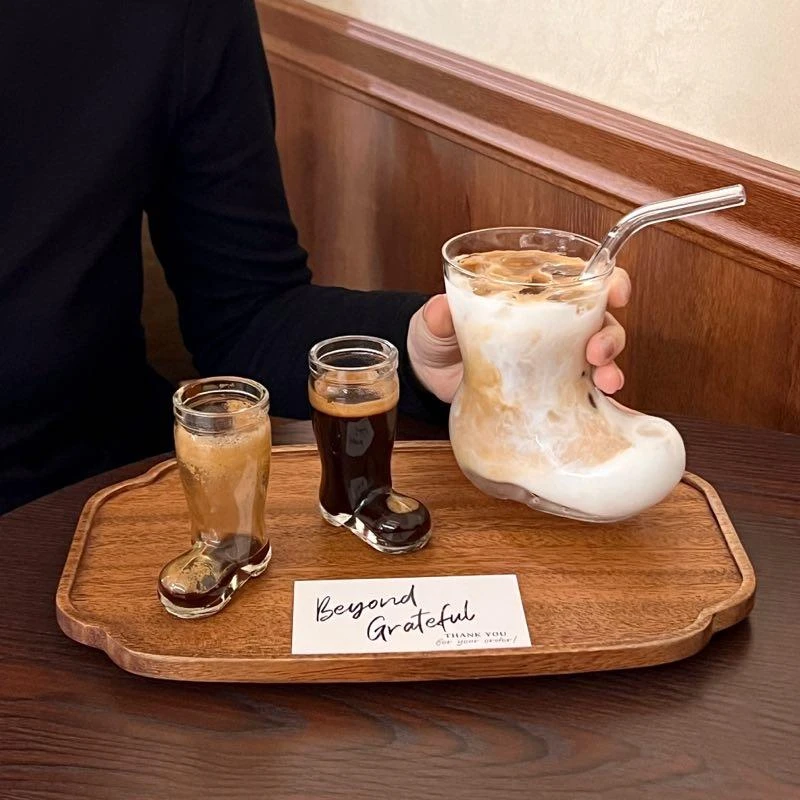 风网红创意靴子玻璃杯透明个性果汁饮料啤酒杯潮流咖啡冷饮杯玻璃