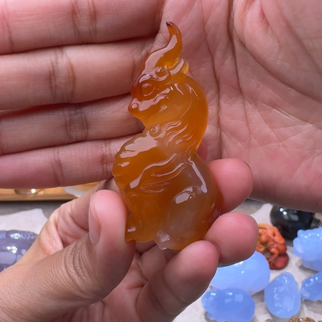 玛瑙/玉髓玛瑙手把件未镶嵌方*圆