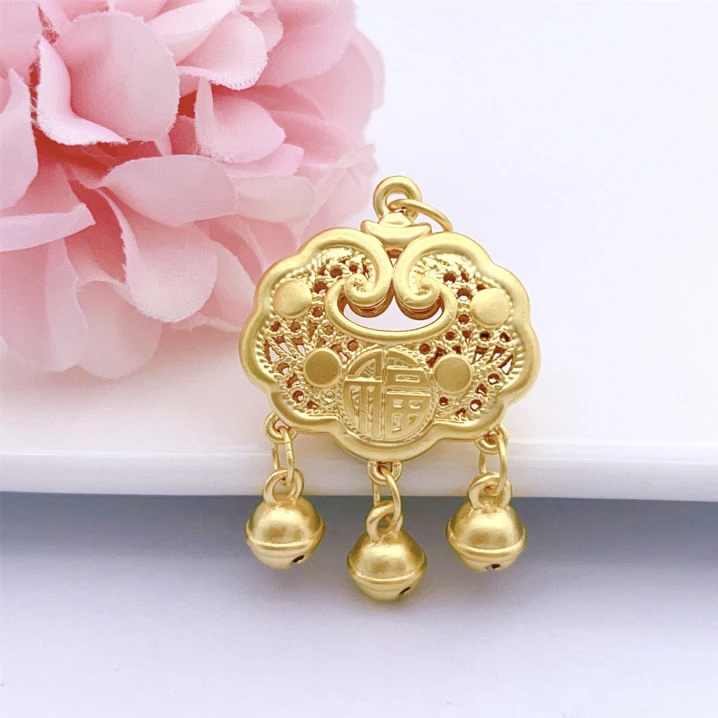 足金黄金福字平安锁吊坠抖音基地质检发货