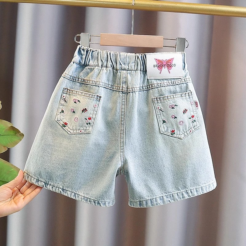 女童裤子夏季薄款儿童夏款中裤外穿洋气牛仔五分裤夏装新款中大童