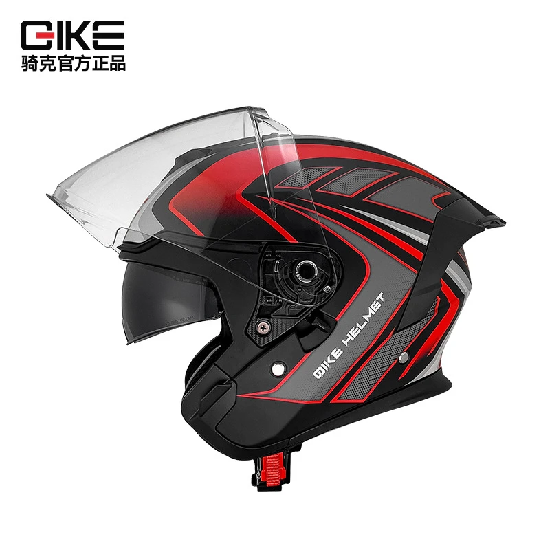qike新款摩托车半盔四分之三盔男女四季通用双镜片3C认证安全帽