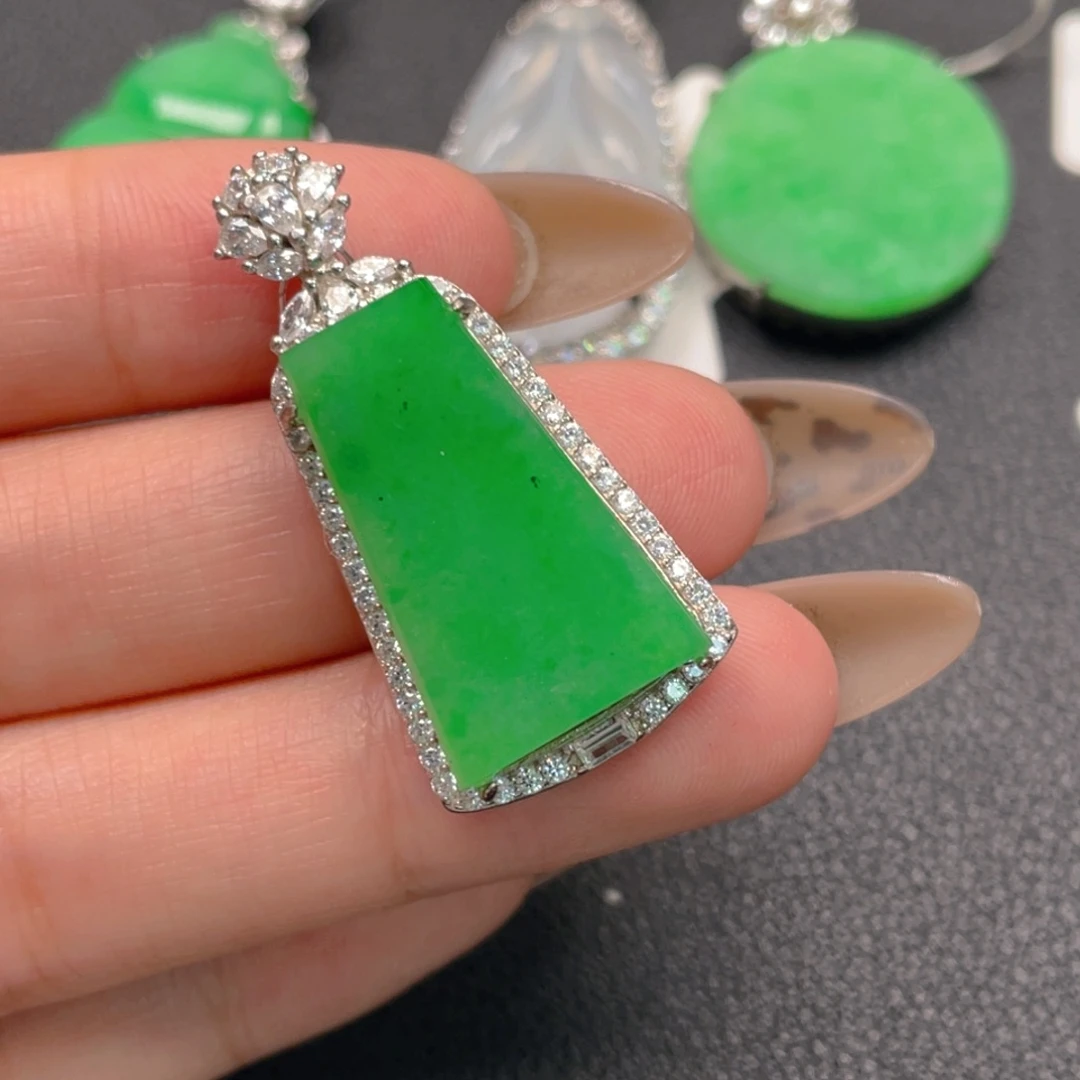 翡翠银S925镶嵌吊坠(不含链)