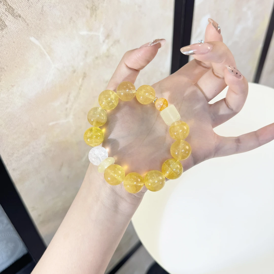 *浅金流萤*黄金萤石手串D