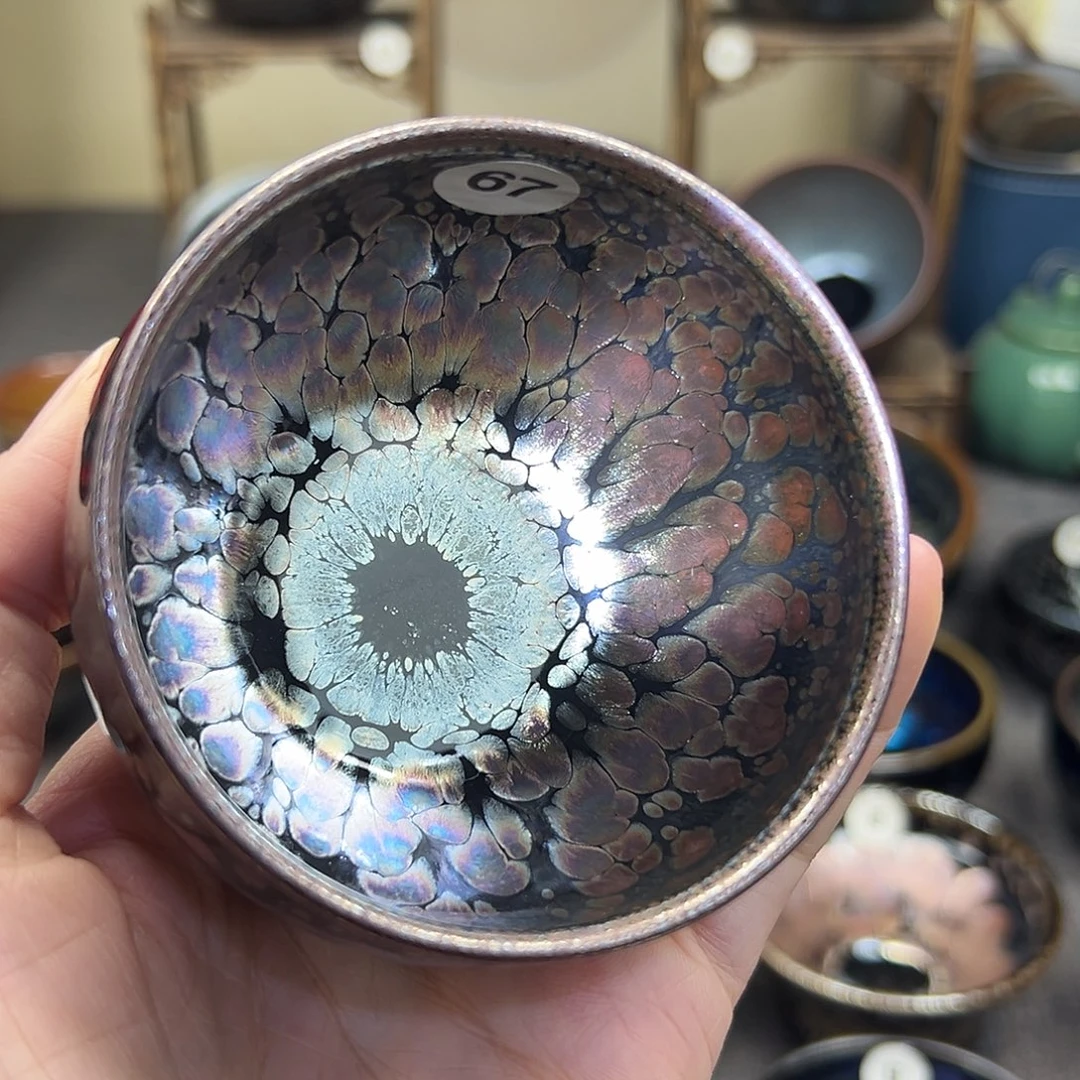 茶盏彩金釉滴手工杯