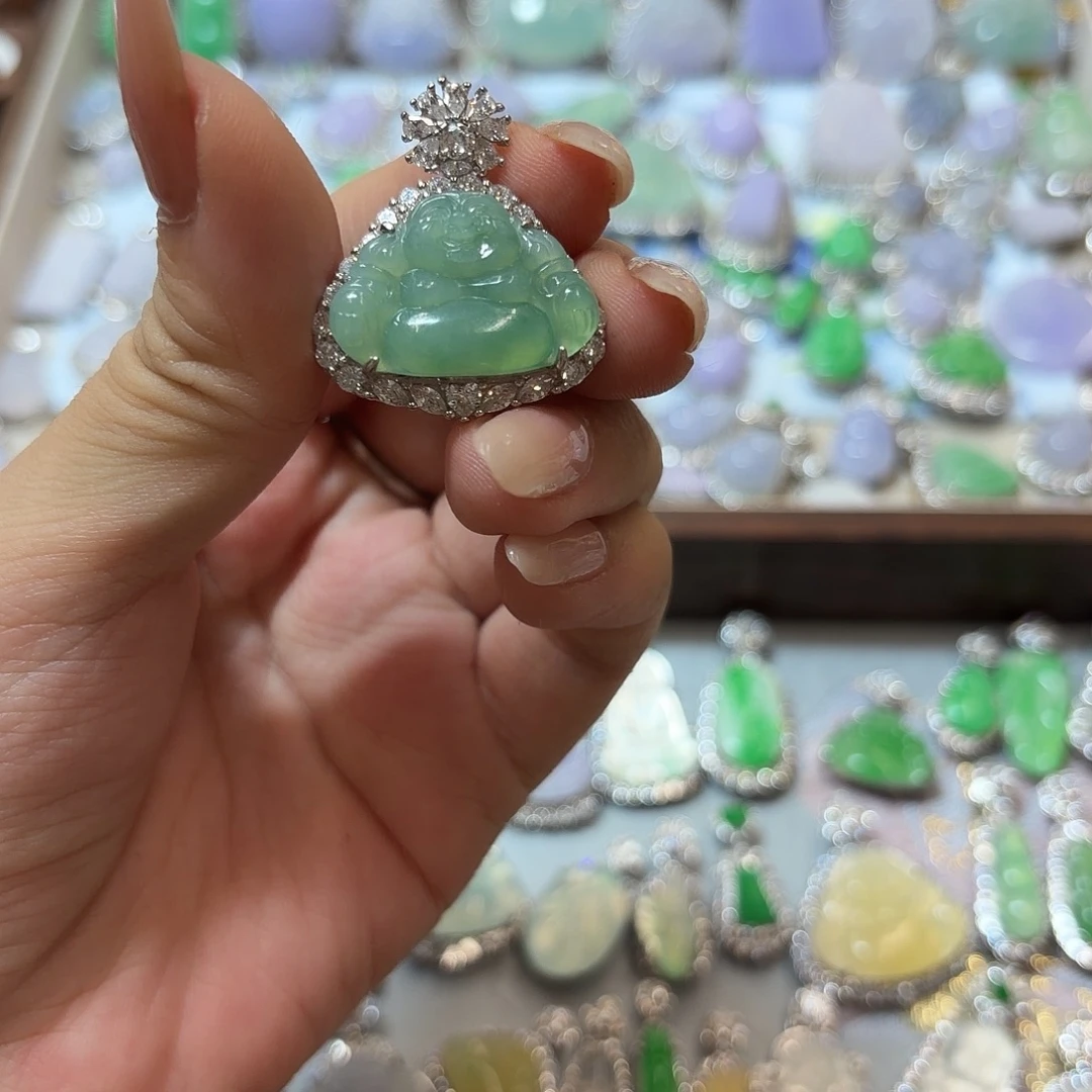 翡翠银S925镶嵌吊坠(不含链)
