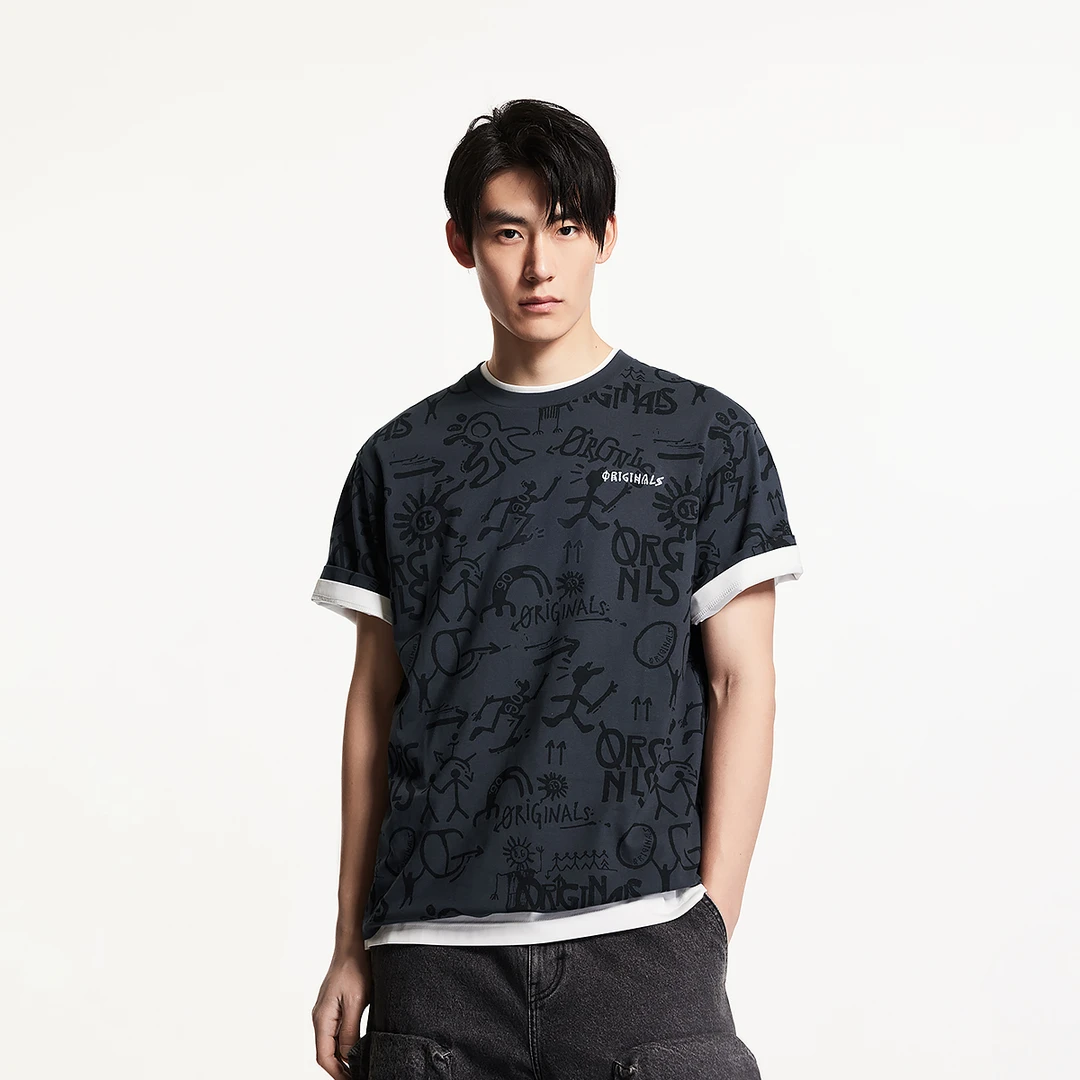 杰克琼斯秋季男士T恤圆领亲肤棉柔软刺绣潮百搭舒适宽松