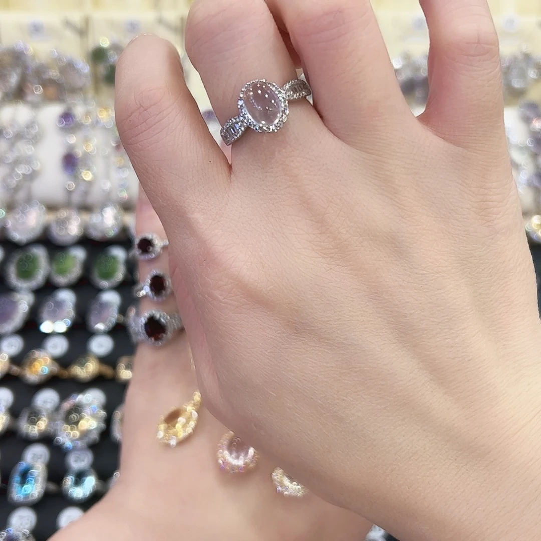 烟晶银S925镶嵌戒指