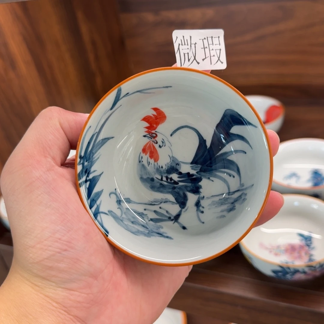 釉下手绘茶具微瑕