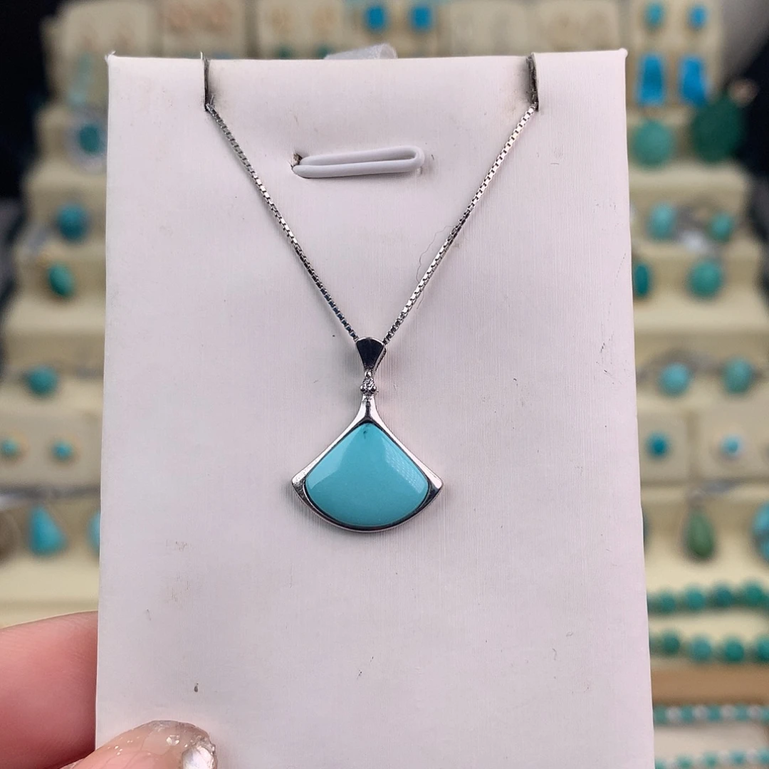 绿松石银S925镶嵌吊坠(不含链)