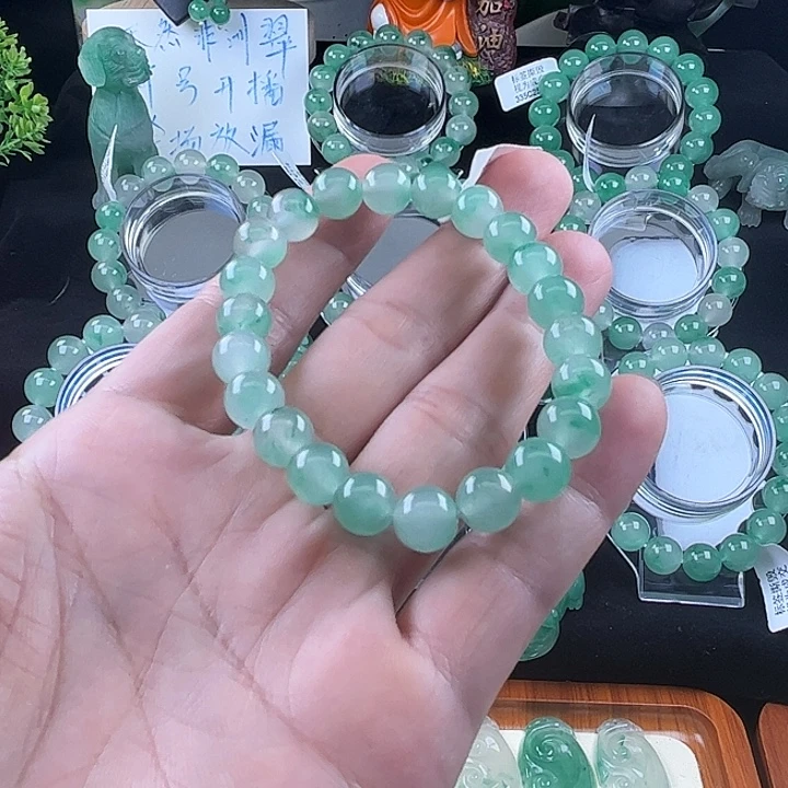 石英质玉手串未镶嵌天然非洲翠漂花手串