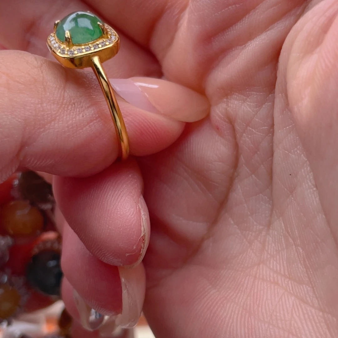 翡翠戒指银S925镶嵌111111