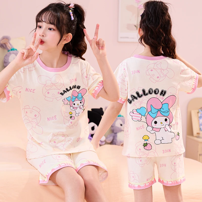 儿童睡衣女童夏季短袖薄款中大童小孩卡通夏天学生空调家居服套装