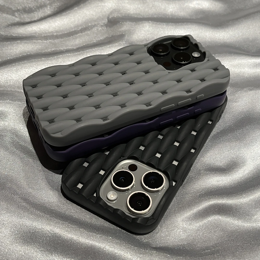 散热透气高级灰麻花纹适用iphone16promax苹果15手机壳14Pro/13套