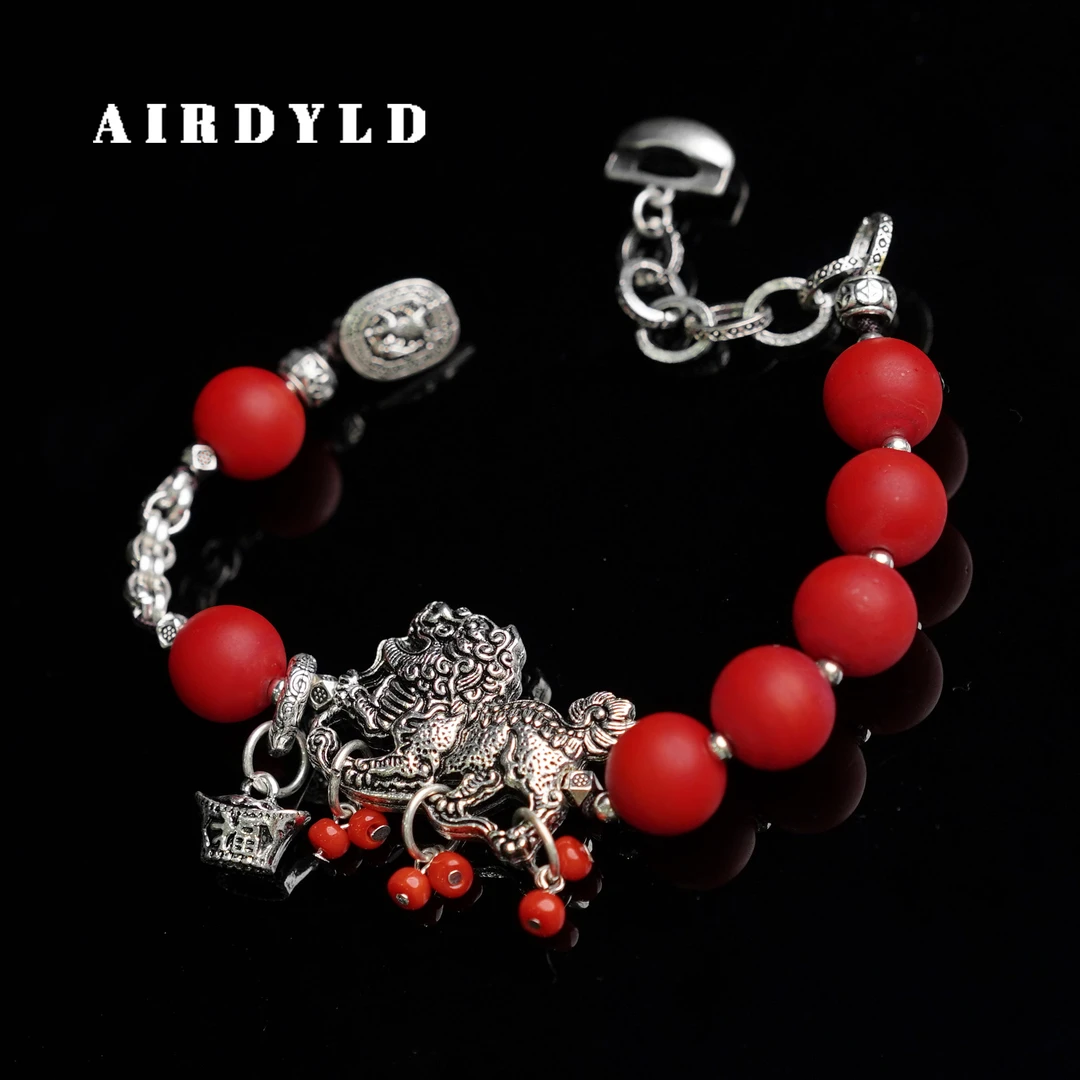 黄铜琉璃手链 【麒麟2.0】淄博非遗新中式红色百搭琉璃手链