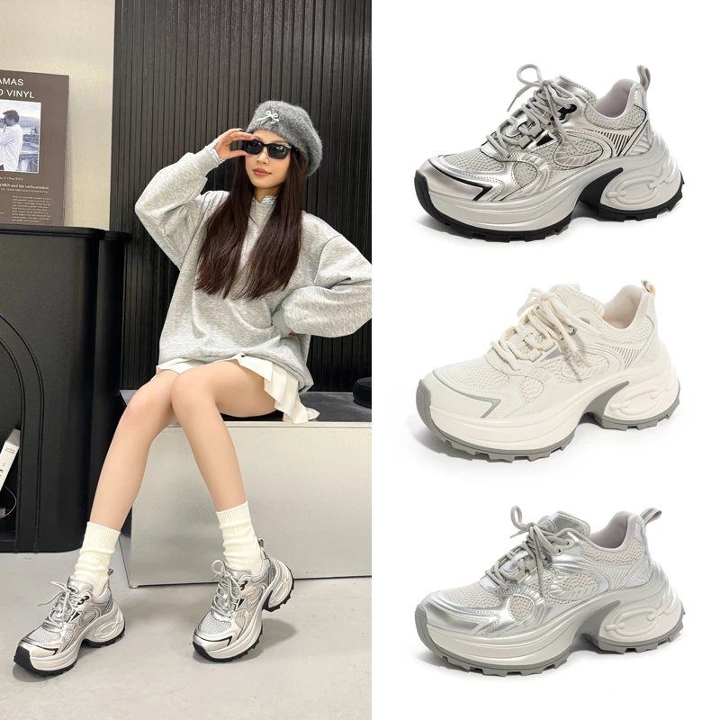 LEE COOPER夏季新款厚底增高老爹鞋时尚未来机能风运动透气鞋子