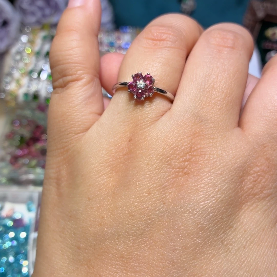 戒指银S925镶嵌碧玺