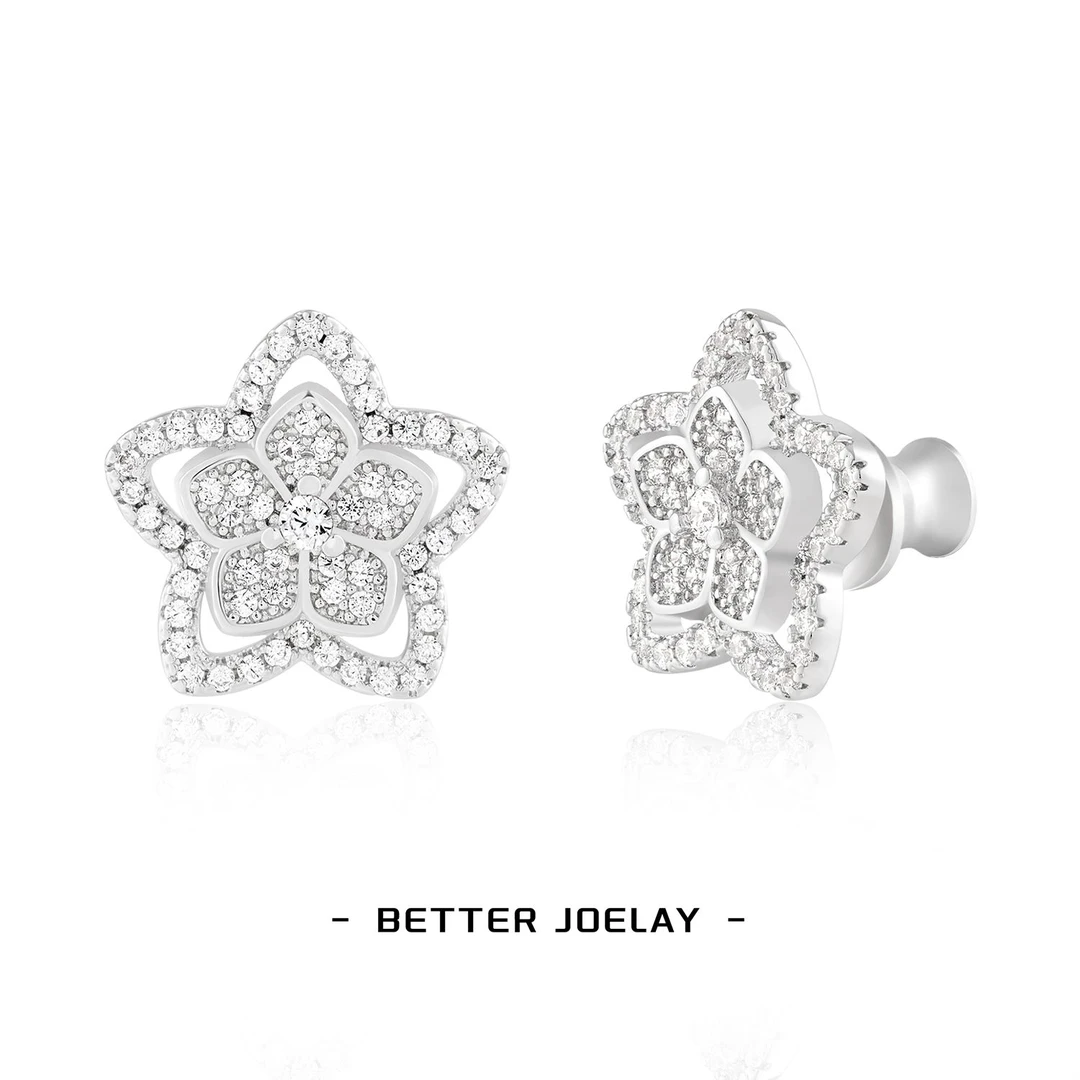 铜合金合成锆石耳饰 BETTER JOELAY【大花密镶耳钉】时尚感BLH0027