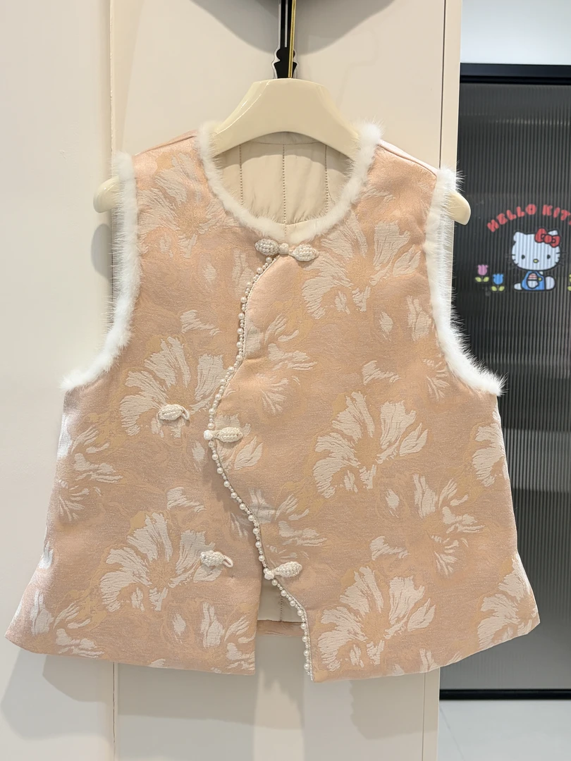 【映春桃】马甲气质新中式绣花重工女装上衣加厚冬天气质国风