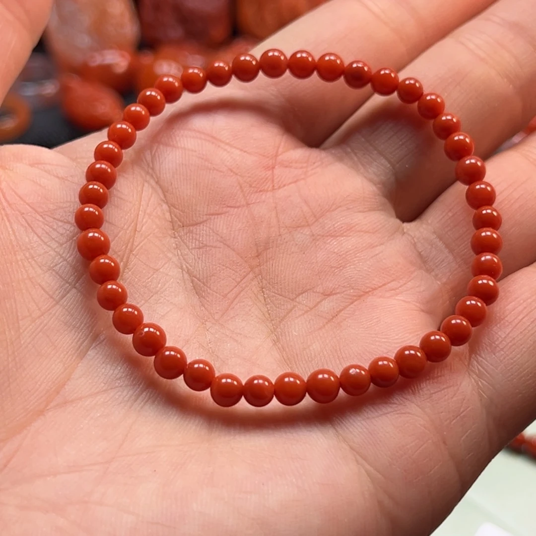 南红玛瑙手串4mm未镶嵌青**影