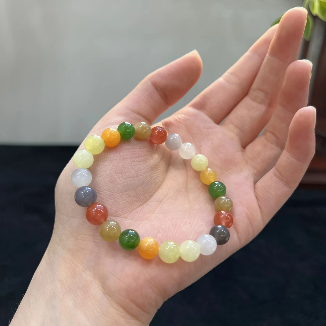 B147天然和田玉多宝手串卡7+mm男女同款手串