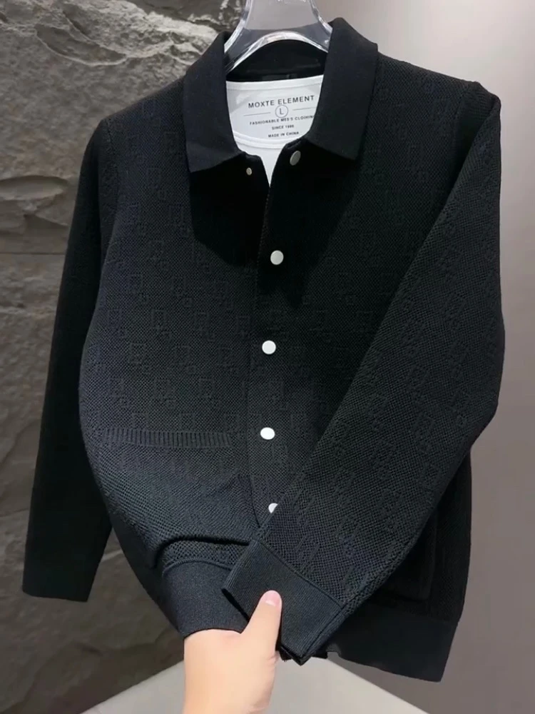 2025春夏新款男士轻奢针织开衫外套休闲百搭时尚潮流青年气质外搭