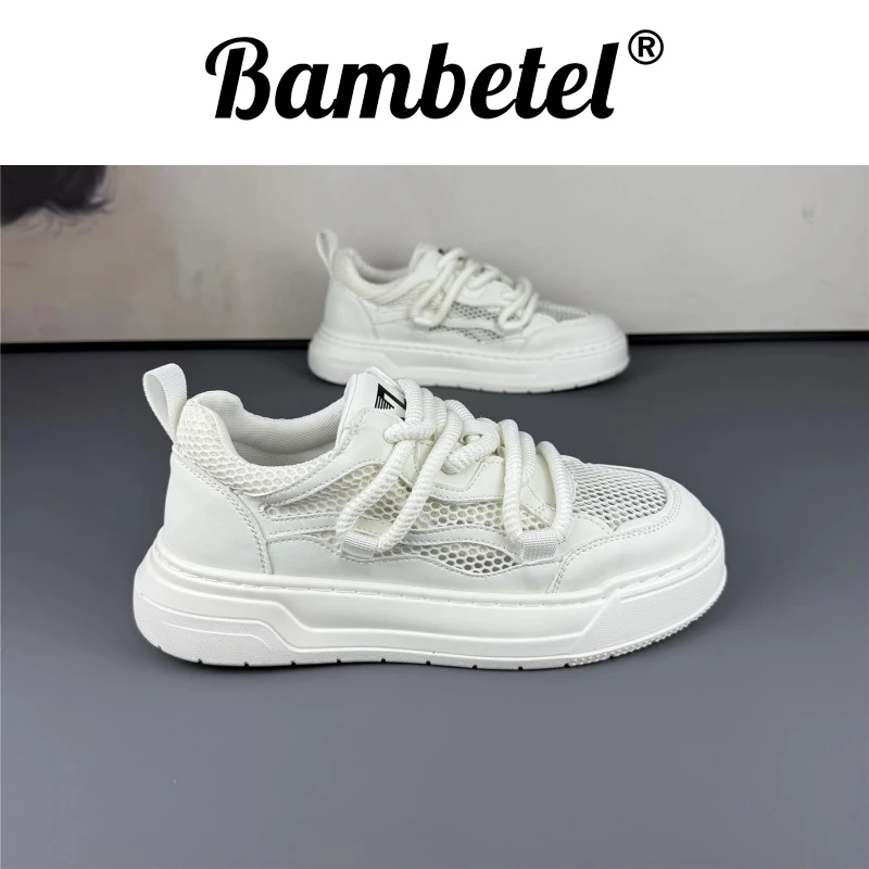 Bambetel鞋子男款夏季网面透气时尚休闲鞋透网百搭板鞋时尚小白鞋