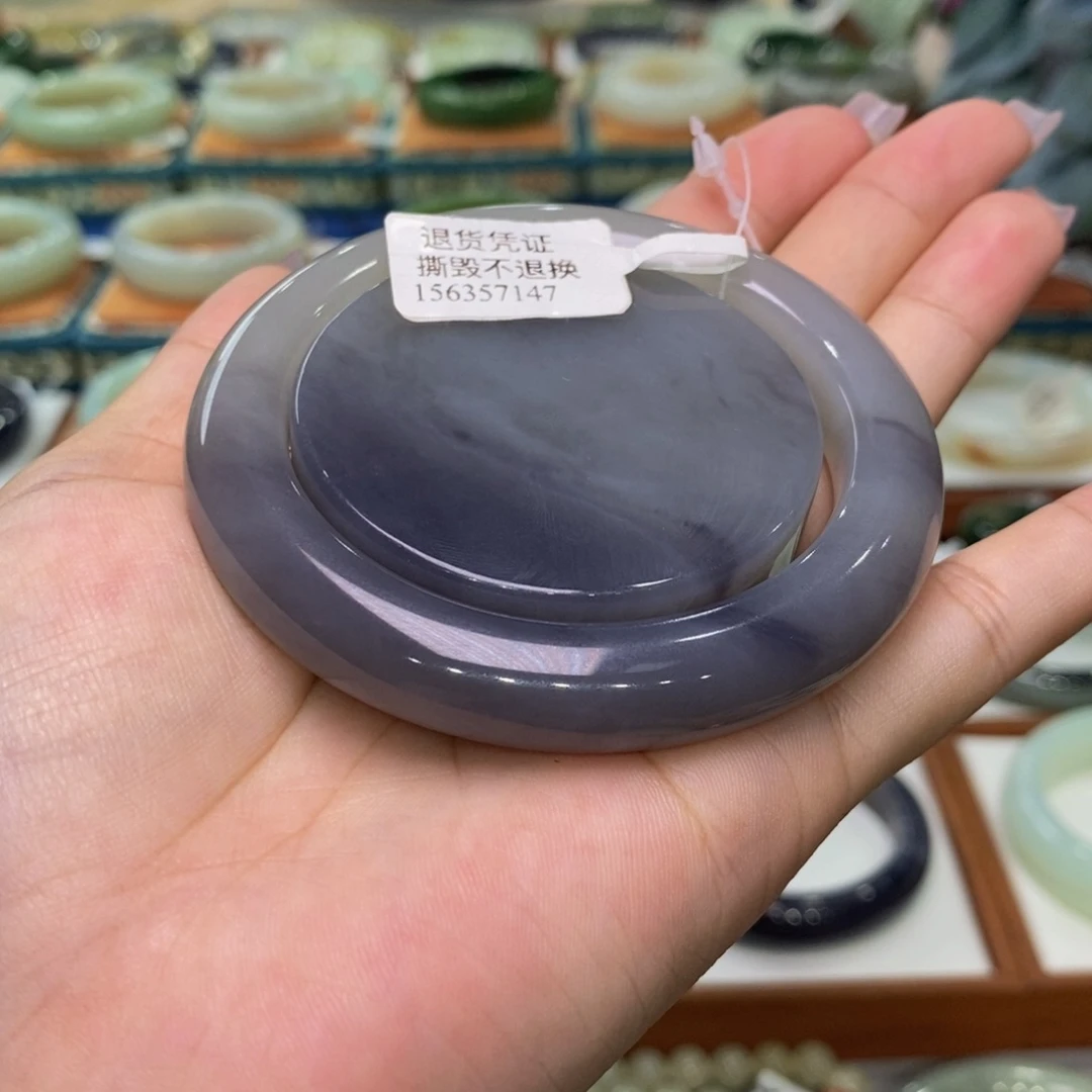 未镶嵌手镯和田玉和田玉烟紫意境套镯56