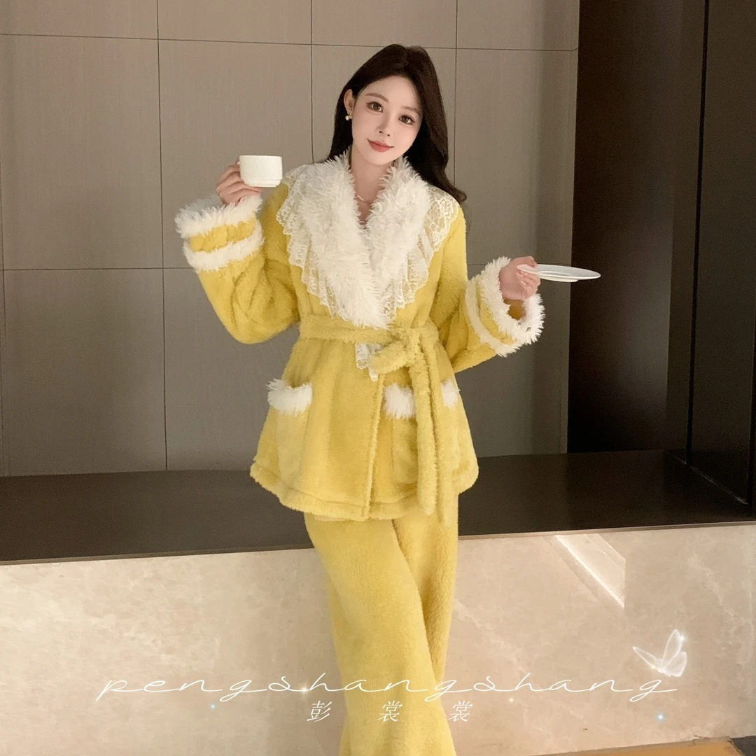 彭裳裳【‌港岛落日】冬装上新潮流时尚女士百搭家居服保暖加厚睡衣