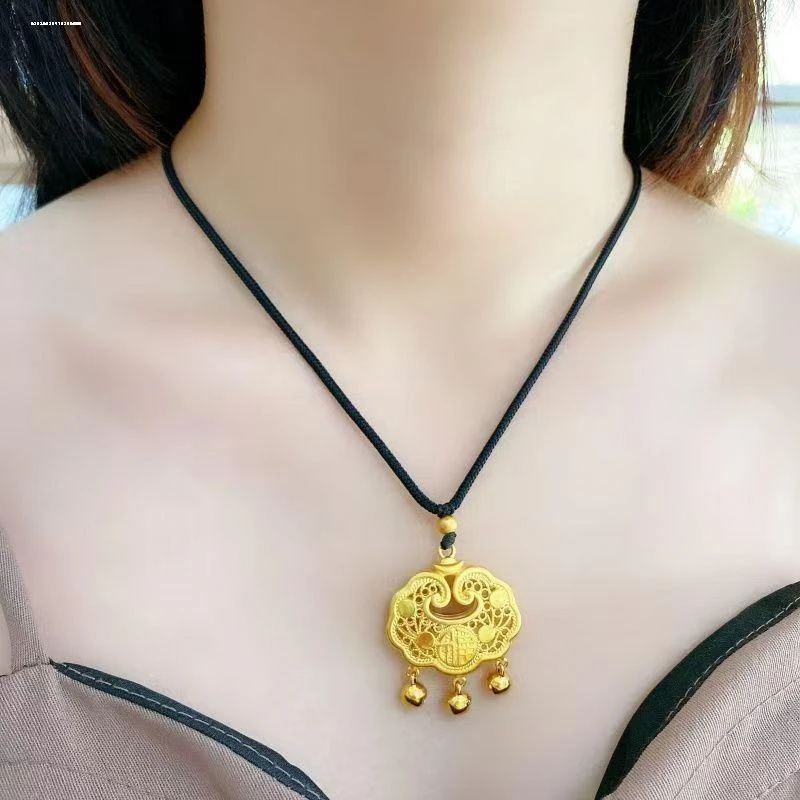 铼金 【平安锁吊坠】时尚百搭挂坠女款不掉色精美精致