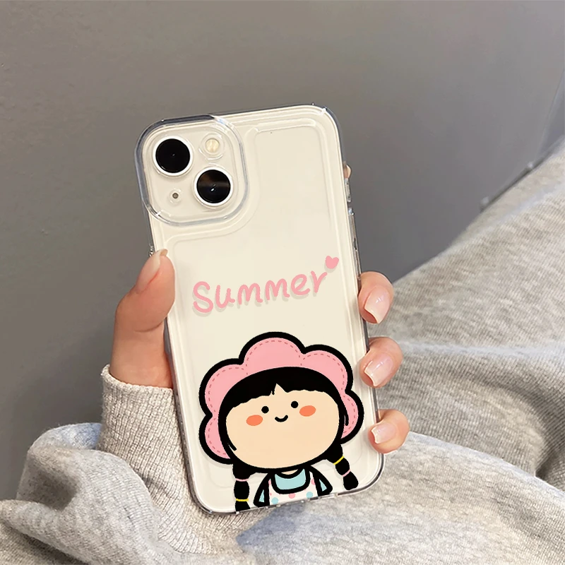 夏天小女孩iPhone16手机壳15苹果14软13小米vivo华为适用创意简约